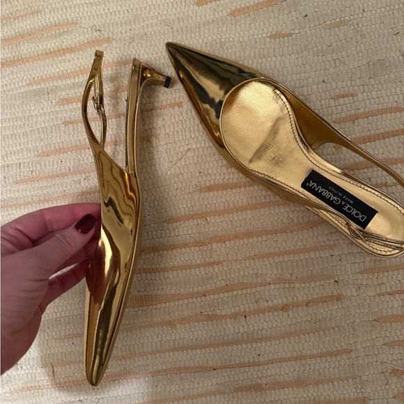 Dolce & Gabbana Shiny Gold Heels - Picture 2 of 2